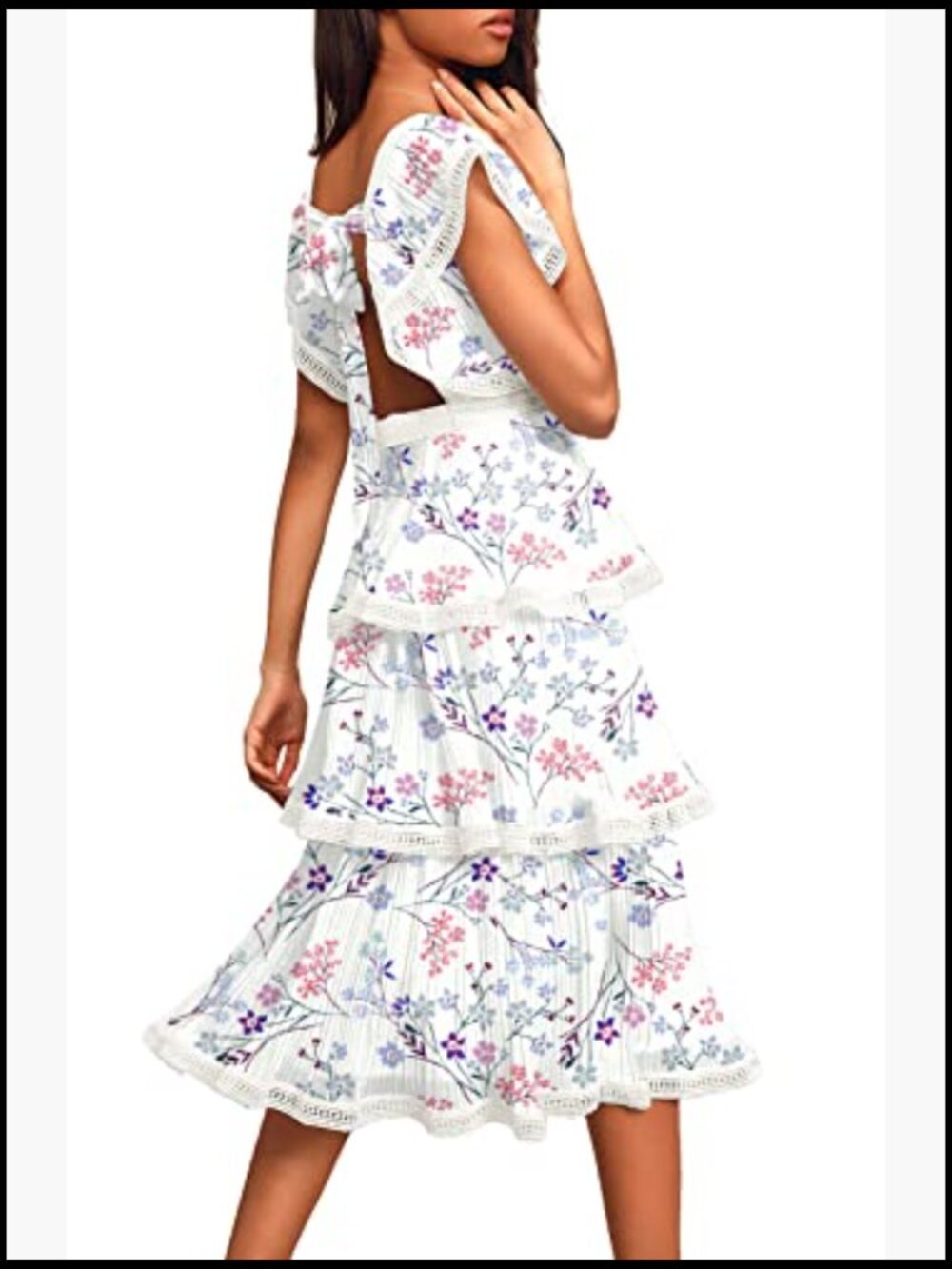 Chiffon Maxi Dress with Ruffle Tiered Design for Beach Wedding Party - Picture 2 of 4